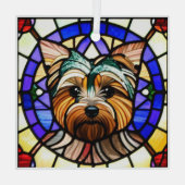 Yorkshire Terrier "Glas in lood" Glas Ornament (Achterkant)