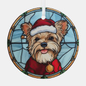 Yorkshire Terrier Glas in lood Kerst Ornament (Achterkant)