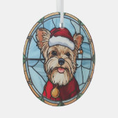 Yorkshire Terrier Glas in lood Kerst Ornament (Voorkant Rechts)