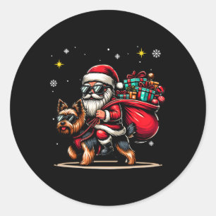 Yorkshire Terrier Grappige Kerstmis Yorkie Hond Li Ronde Sticker