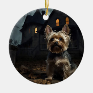 Yorkshire Terrier Halloween eng Keramisch Ornament