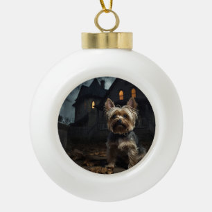 Yorkshire Terrier Halloween eng Keramische Bal Ornament
