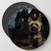 Yorkshire Terrier Halloween eng Ronde Button 6,0 Cm (Voorkant /achterkant)