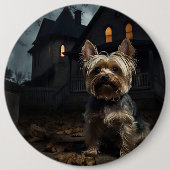 Yorkshire Terrier Halloween eng Ronde Button 6,0 Cm (Voorkant)