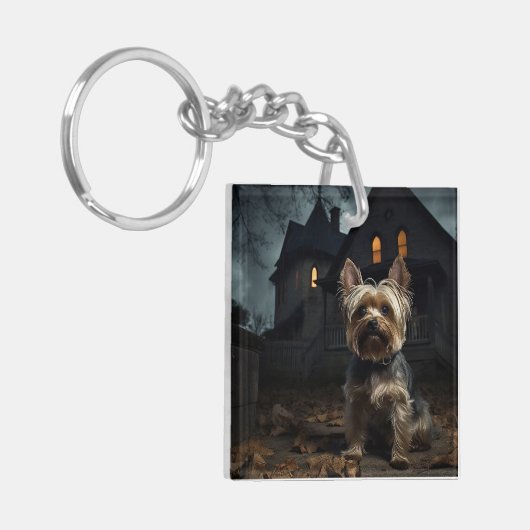 Yorkshire Terrier Halloween eng Sleutelhanger (Voorkant Links)