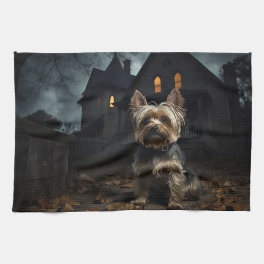Yorkshire Terrier Halloween eng Theedoek (Horizontaal)