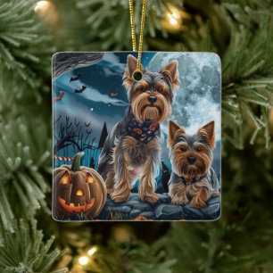 Yorkshire Terrier Halloween Griezelig Keramisch Ornament