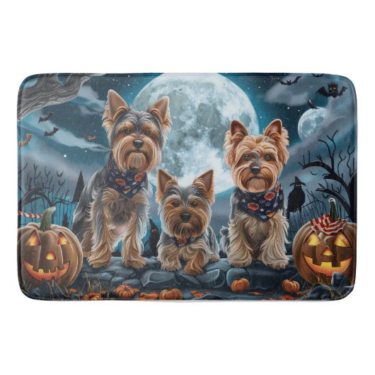 Yorkshire Terrier Halloween Spooky Badmat (Voorkant)