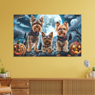 Yorkshire Terrier Halloween Spooky Canvas Afdruk
