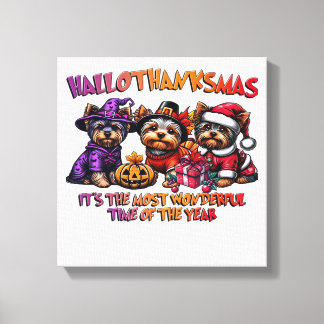 Yorkshire Terrier Halloween Thanksgiving Christmas Canvas Afdruk