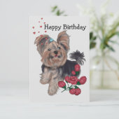 Yorkshire Terrier Happy Birthday Kaart (Staand voorkant)
