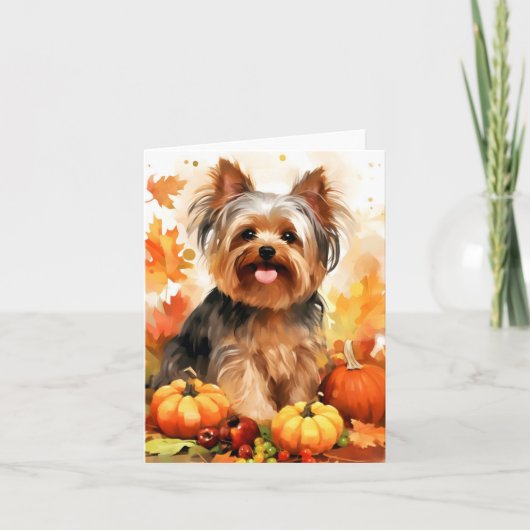 Yorkshire Terrier Herfst Thanksgiving Kaart (Voorkant)