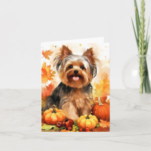 Yorkshire Terrier Herfst Thanksgiving Kaart