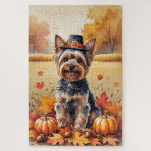 Yorkshire Terrier Herfstbladeren Thanksgiving Kuns Legpuzzel
