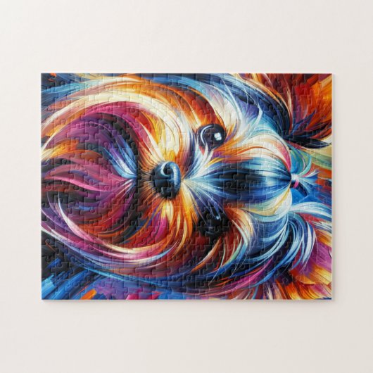 Yorkshire Terrier Hond Acryl Print | Kleurrijk Legpuzzel (Horizontaal)