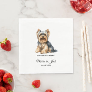 Yorkshire Terrier-hond die ik liefhad haar eerste Servet