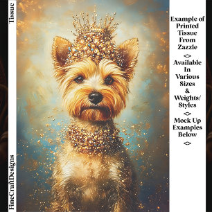 Yorkshire Terrier Hond, Gouden Kroon & Juwelen Hal Tissuepapier
