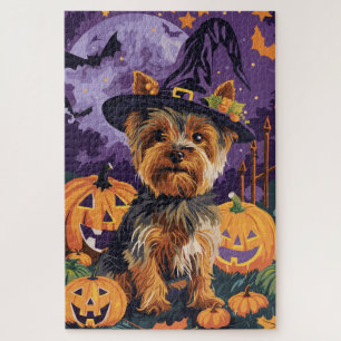 Yorkshire Terriër Hond Halloween Heks en Pompoen Legpuzzel