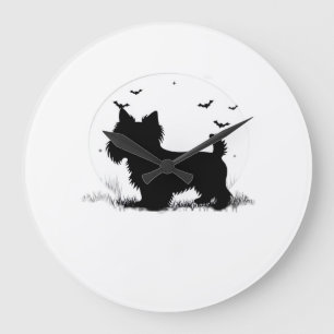 Yorkshire Terrier Hond � Halloween Maan Silhouet Grote Klok