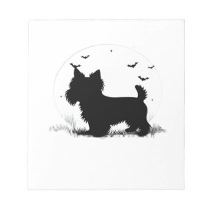 Yorkshire Terrier Hond Halloween Maan Silhouet  Notitieblok