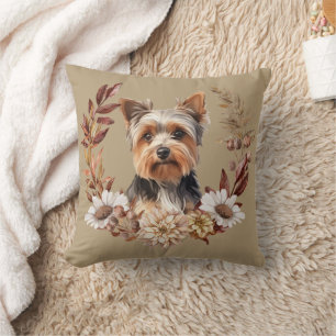 Yorkshire Terrier Hond Herfst krans Kussen