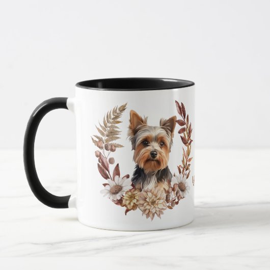 Yorkshire Terrier Hond Herfst krans Mok (Links)