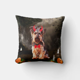 Yorkshire Terrier Hond in Halloween Kostuum Kussen