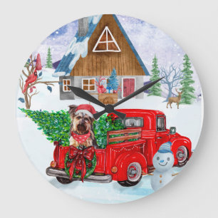 Yorkshire Terrier-hond in kerstbezorgingswagen Grote Klok