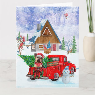 Yorkshire Terrier-hond in kerstbezorgingswagen Kaart