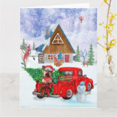 Yorkshire Terrier-hond in kerstbezorgtruck Kaart (Gele Bloem)