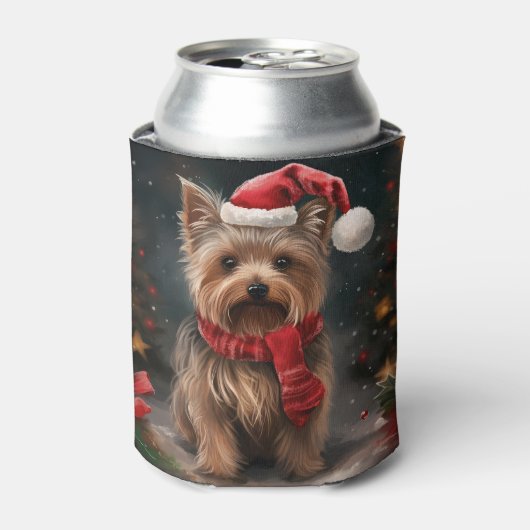 Yorkshire Terrier Hond in Sneeuw Kerstmis Blikjeskoeler (Blikje Voorkant)