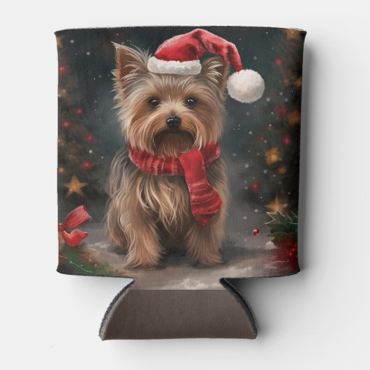 Yorkshire Terrier Hond in Sneeuw Kerstmis Blikjeskoeler (Voorkant)