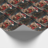 Yorkshire Terrier Hond in Sneeuw Kerstmis Cadeaupapier (Hoek)