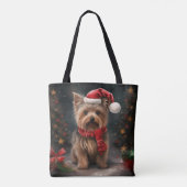 Yorkshire Terrier Hond in Sneeuw Kerstmis Draagtas (Achterkant)
