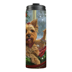 Yorkshire Terrier Hond Kerst Feestelijk Thermosbeker
