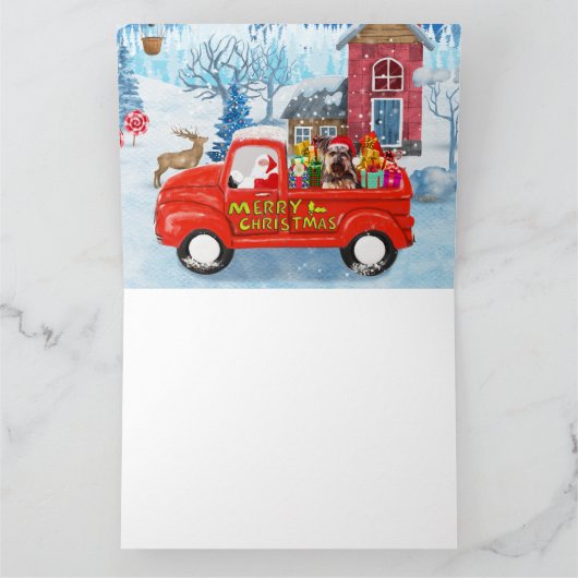 Yorkshire Terrier-hond Kerstbezorgwagen Kaart (Binnen)