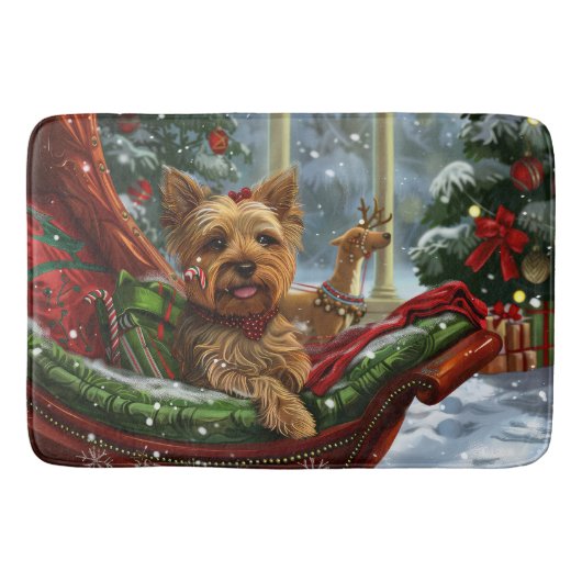 Yorkshire Terrier Hond Kerstfeest Badmat (Voorkant)
