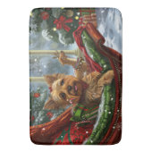 Yorkshire Terrier Hond Kerstfeest Badmat (Voorkant Verticaal)