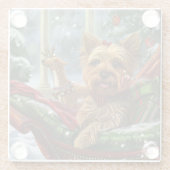 Yorkshire Terrier Hond Kerstfeest Glazen Onderzetter (Achterkant)
