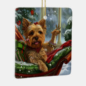 Yorkshire Terrier Hond Kerstfeest Keramisch Ornament (Rechts)