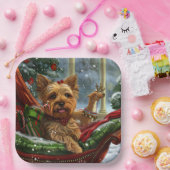Yorkshire Terrier Hond Kerstfeest Papieren Bordje (Feest)
