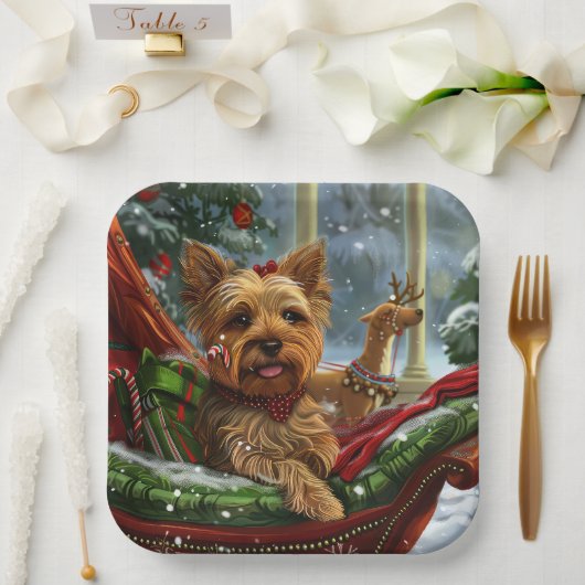 Yorkshire Terrier Hond Kerstfeest Papieren Bordje (Huwelijk)