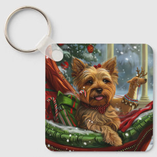 Yorkshire Terrier Hond Kerstfeest Sleutelhanger