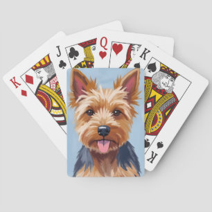 Yorkshire Terrier Hond Portret Schilderij Pokerkaarten