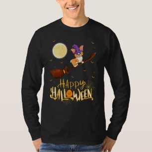 Yorkshire Terrier-hond rijdt met heks op jachtgewe T-shirt