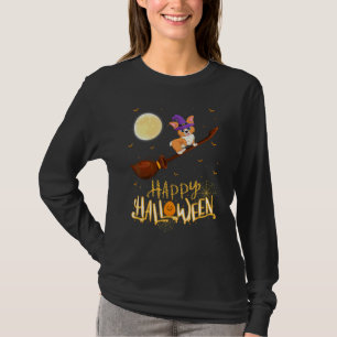 Yorkshire Terrier-hond rijdt met heks op jachtgewe T-shirt