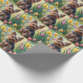 Yorkshire Terrier Hond Spring Bloemen Schilderen Cadeaupapier (Hoek)