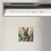 Yorkshire Terrier Hond Spring Bloemen Schilderen Magneet (Insitu (Vaatwasser))