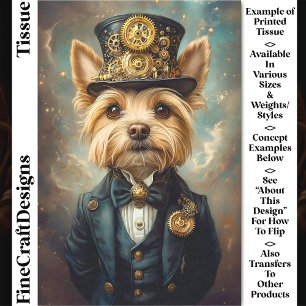 Yorkshire Terrier Hond, Steampunk Pak & Hoge Hoed Tissuepapier