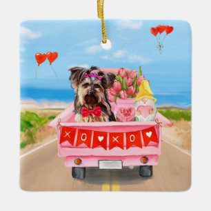 Yorkshire Terrier-hond Valentijnsdag vrachtwagen h Keramisch Ornament